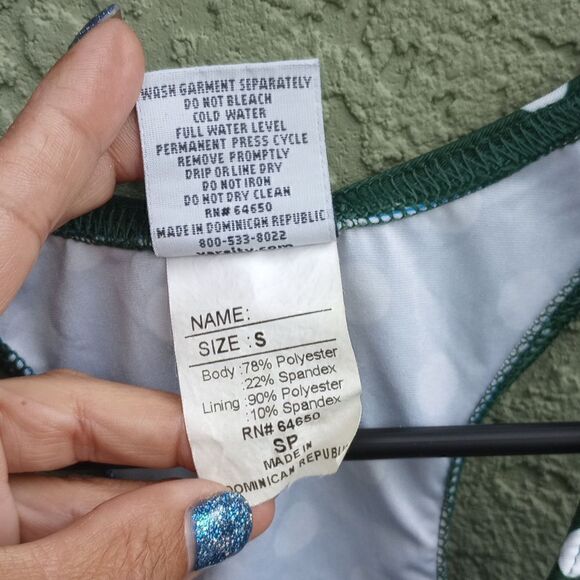 EUC VARSITY SPIRIT Dark Green/ White Polka Dots Crossback Sports Swim Top Size S - Picture 3 of 6